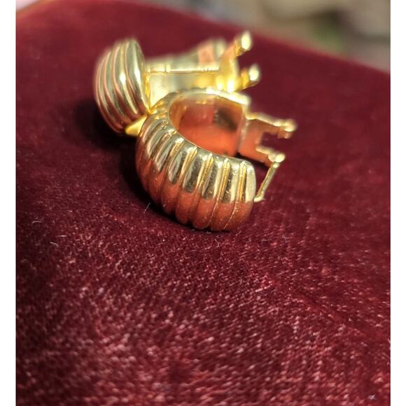 18K Solid Yellow Gold Omega Clip Back Post Hoop Earrings READ DESCRIPTION!! - Picture 16 of 16